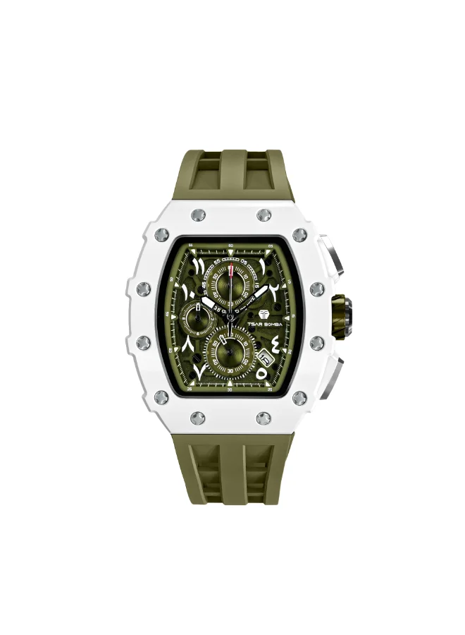 تسار بومبا ساعة يد رجالية تناظرية بسوار سيليكون -